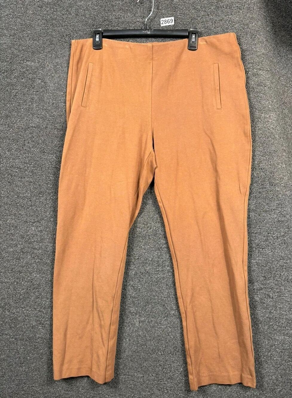Chico's Juliet Ponte Pull On Pants High Rise Slim Straight Womens 3 US 16 Brown